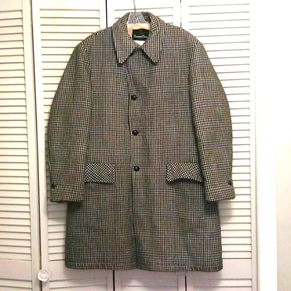 Vintage Beaumont Clothes Wool Blend Houndstooth Check Winter Coat, Size XL